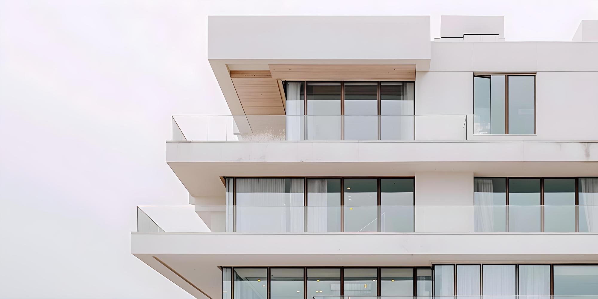 Fațadă modernă a unui bloc cu balcon
